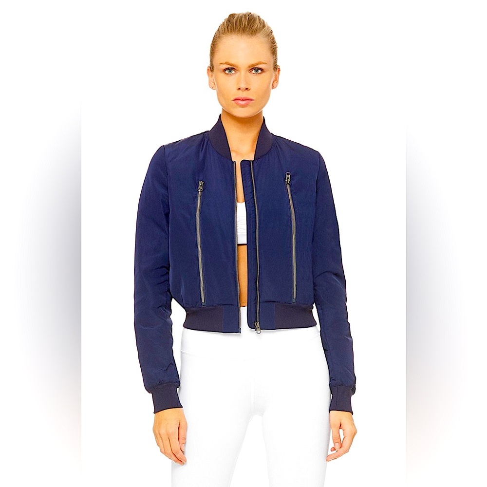 Alo Yoga Off Duty Bomber Jacket Navy Sz Sm